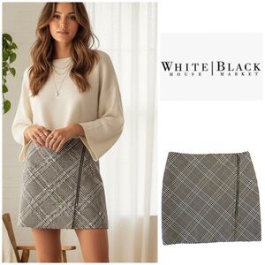 White House Black Market Plaid Mini Skirt - Black, White, Red